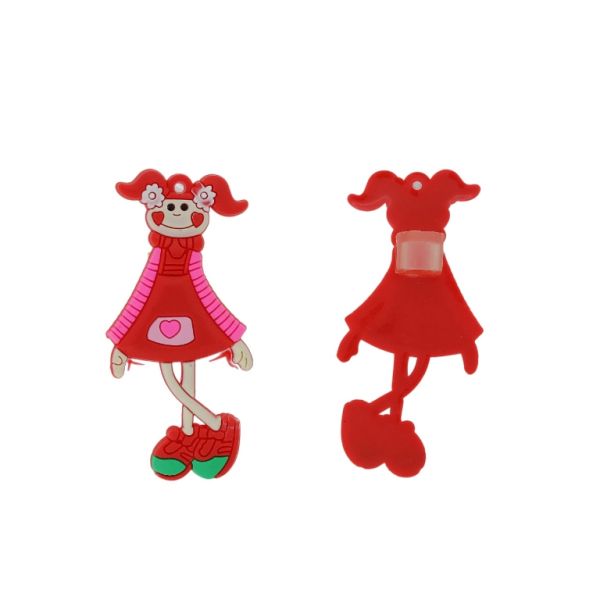 ПЛАСТМАСОВИ МЪНИСТА - ГУМЕНИ 3D - ДЕКОРАЦИЯ - МОМИЧЕ 30 - 32х70х3мм ЧЕРВЕНО-РОЗОВО - В КАЧЕСТВО ПАКЕТ 30 бр.