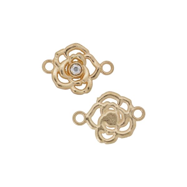 METAL BEADS - CONNECTING ELEMENT - 2 RINGS - ROSE 13 - 25x18x2.5mm GOLD (DARK) - PACKAGE 100g 51pcs. Hole-2.5mm