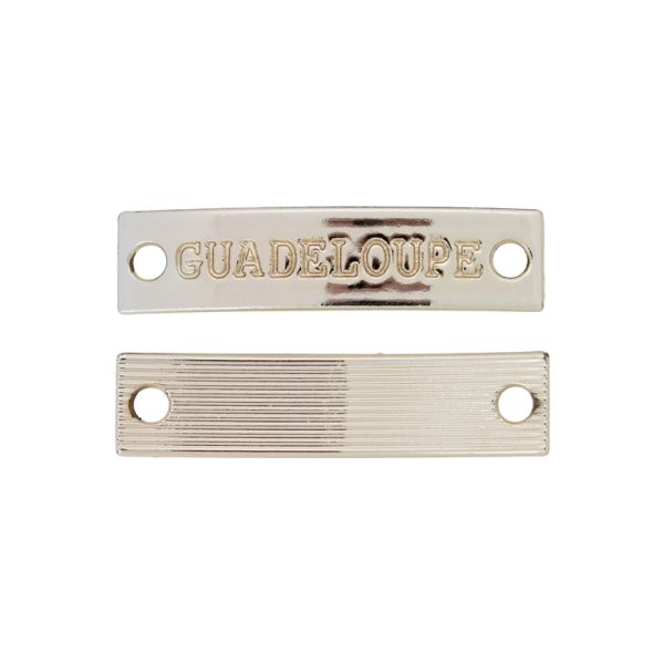 METAL BEADS WITH GLOSS - CONNECTING ELEMENT - 2 OPENINGS - PLATE WITH INSCRIPTIONS 11 - 42x10x1.6mm GOLD - PACKAGE 100g 28pcs. Hole-3.3mm