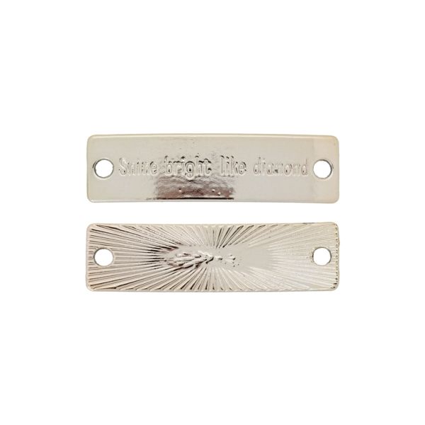 METAL BEADS WITH GLOSS - CONNECTING ELEMENT - 2 OPENINGS - PLATE WITH INSCRIPTIONS 12 - 39x10x1mm GOLD - PACKAGE 100g 47pcs. Hole-2.6mm