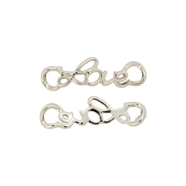 METAL BEADS WITH GLOSS - CONNECTING ELEMENT - 2 RINGS - LOVE 05 - 37x12x1.6mm GOLD (LIGHT) - PACKAGE 100g 54pcs. Hole-5.0mm
