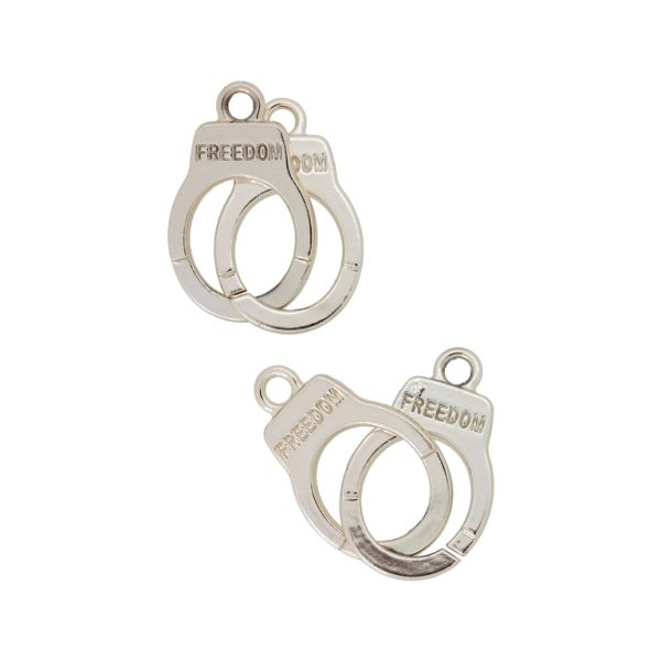 METAL BEADS WITH GLOSS - CONNECTING ELEMENT - 2 RINGS - HANDCUFFS 01 FREEDOM - 40x16x1.8mm GOLD (LIGHT) - PACKAGE 100g 35pcs. Hole-2.0mm