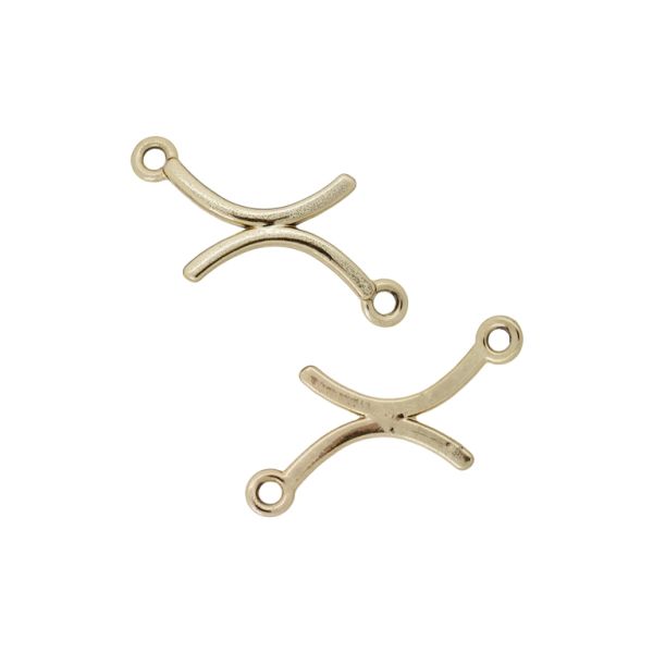 METAL BEADS WITH GLOSS - CONNECTING ELEMENT - 2 RINGS - LETTER x 01 - 41x15x1.8mm GOLD - PACKAGE 100g 95pcs. Hole-2.0mm