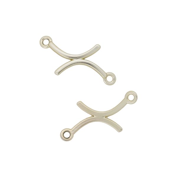 METAL BEADS WITH GLOSS - CONNECTING ELEMENT - 2 RINGS - LETTER x 01 - 41x15x1.8mm GOLD (MATTE) - PACKAGE 100g 95pcs. Hole-2.0mm