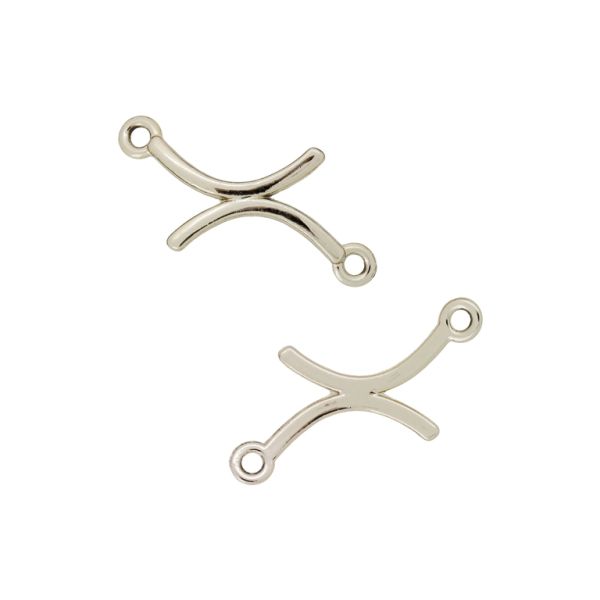 METAL BEADS WITH GLOSS - CONNECTING ELEMENT - 2 RINGS - LETTER x 01 - 41x15x1.8mm GOLD (LIGHT) - PACKAGE 100g 95pcs. Hole-2.0mm