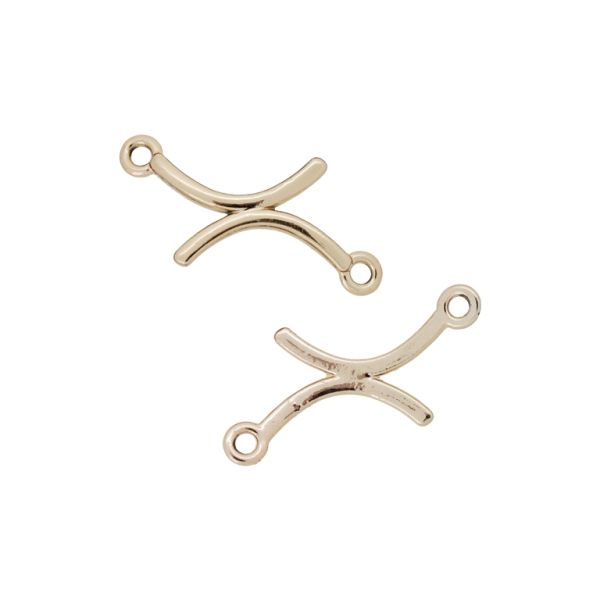 METAL BEADS WITH GLOSS - CONNECTING ELEMENT - 2 RINGS - LETTER x 01 - 41x15x1.8mm ANTIQUE BRASS (LIGHT) - PACKAGE 100g 93pcs. Hole-2.0mm