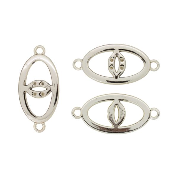 METAL BEADS WITH GLOSS - CONNECTING ELEMENT - 2 RINGS - ELLIPSE 03 LIPS - 32x15x1.7mm GOLD (LIGHT) - PACKAGE 100g 51pcs. Hole-2.0mm