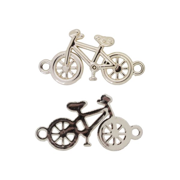 METAL BEADS WITH GLOSS - CONNECTING ELEMENT - 2 RINGS - BICYCLE 04 - 39x20x3mm GOLD (LIGHT) - PACKAGE 100g 30pcs. Hole-2.5mm