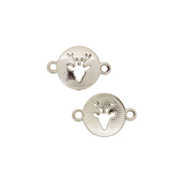 METAL BEADS WITH GLOSS - CONNECTING ELEMENT - 2 RINGS - CIRCLE 28 DEER - 23x16x1mm GOLD - PACKAGE 100g 88pcs. Hole-2.0mm