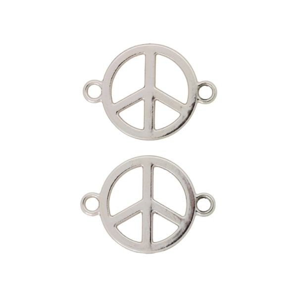 METAL BEADS WITH GLOSS - CONNECTING ELEMENT - 2 RINGS - PEACE SIGN 05 - 30x22x1.2mm GOLD (LIGHT) - PACKAGE 100g 56pcs. Hole-3.0mm