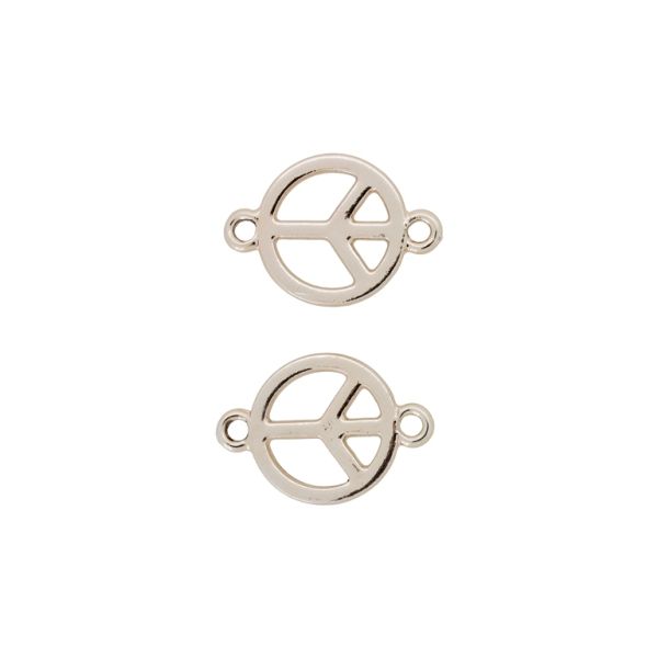 METAL BEADS WITH GLOSS - CONNECTING ELEMENT - 2 RINGS - PEACE SIGN 06 - 22x16x1.3mm GOLD (LIGHT) - PACKAGE 100g 77pcs. Hole-2.0mm