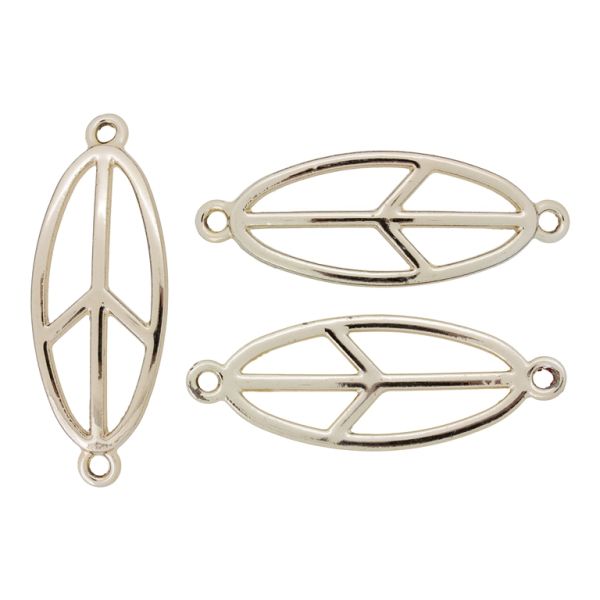 METAL BEADS WITH GLOSS - CONNECTING ELEMENT - 2 RINGS - PEACE SIGN 13 ELLIPSE - 41x15x1.8mm GOLD - PACKAGE 100g 44pcs. Hole-2.0mm