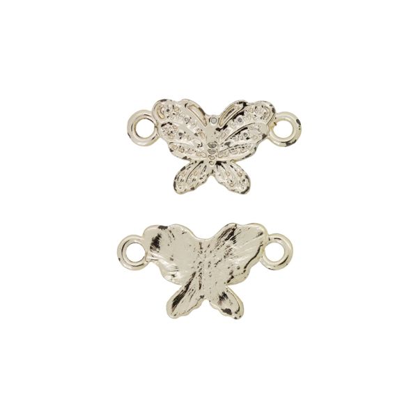 METAL BEADS WITH GLOSS - CONNECTING ELEMENT - 2 RINGS - BUTTERFLY 05 - 28x15x2mm GOLD (LIGHT) - PACKAGE 38pcs. Hole-2.5mm