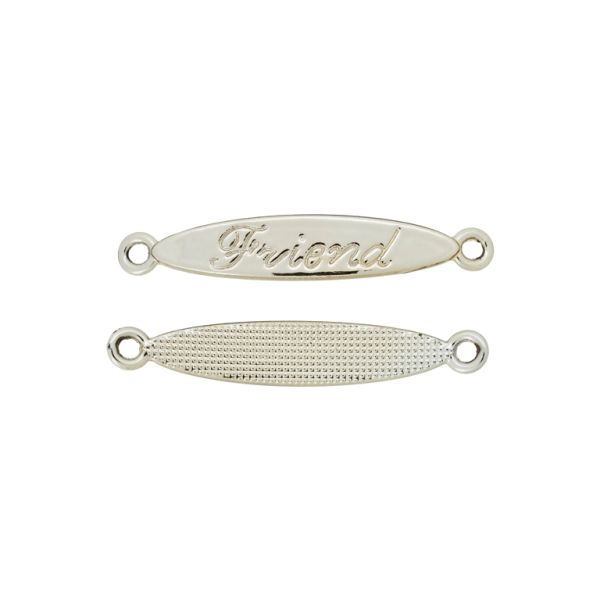 METAL BEADS WITH GLOSS - CONNECTING ELEMENT - 2 RINGS - PLATE WITH INSCRIPTIONS 15 FRIEND - 41x7x1.7mm GOLD (LIGHT) - PACKAGE 100g 48pcs. Hole-2.0mm