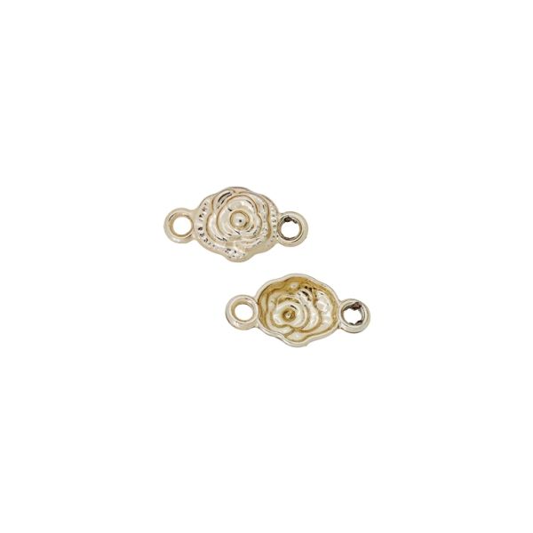 METAL BEADS WITH GLOSS - CONNECTING ELEMENT - 2 RINGS - ROSE 14 - 18x9x4mm GOLD (LIGHT) - PACKAGE 100g 155pcs. Hole-2.0mm