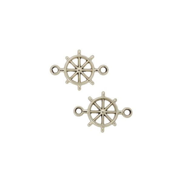METAL BEADS WITH GLOSS - CONNECTING ELEMENT - 2 RINGS - SHIP RUDDER 01 - 21x15x2mm GOLD (LIGHT) - PACKAGE 100g 96pcs. Hole-1.8mm