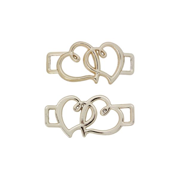 METAL BEADS WITH GLOSS - CONNECTING ELEMENT - 2 RINGS - HEARTS INTERTWINED 01 - 42x4x1.5mm GOLD - PACKAGE 100g 46pcs. Hole-3x5mm