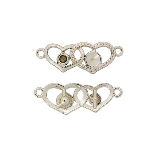 METAL BEADS WITH GLOSS - CONNECTING ELEMENT - 2 RINGS - HEARTS INTERTWINED 03 - 37x14x2.4mm GOLD (LIGHT) - PACKAGE 100g 36pcs. Hole-2.0mm