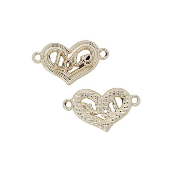METAL BEADS WITH GLOSS - CONNECTING ELEMENT - 2 RINGS - HEART 31 - 29x17x3mm GOLD - PACKAGE 100g 33pcs. Hole-2.0mm