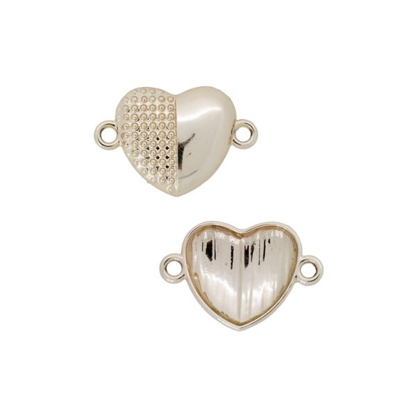 METAL BEADS WITH GLOSS - CONNECTING ELEMENT - 2 RINGS - HEART 33 - 26x17x3.6mm GOLD (LIGHT) - PACKAGE 100g 52pcs. Hole-2.0mm