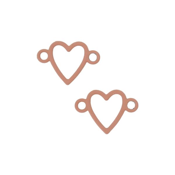 METAL BEADS WITH GLOSS - CONNECTING ELEMENT - 2 RINGS - HEART 34 - 24x16x1.6mm ROSE DUST (LIGHT) (MATTE) - PACKAGE 100g 120pcs. Hole-2.8mm