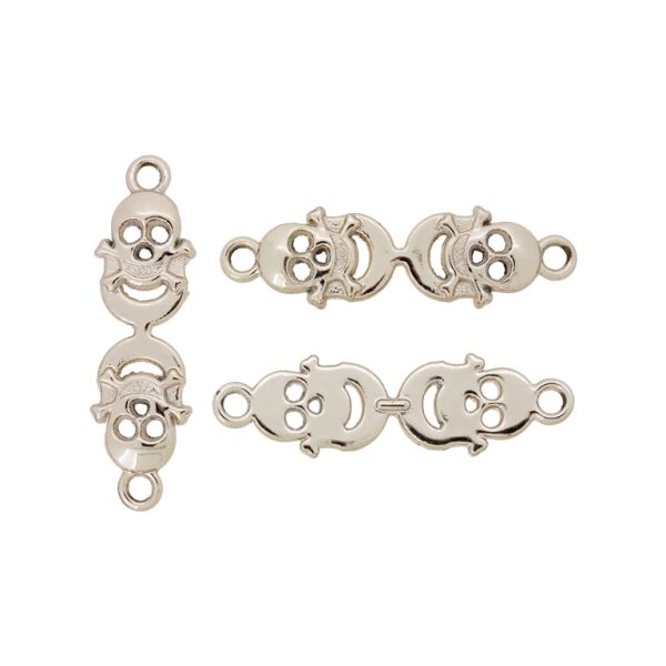 METAL BEADS WITH GLOSS - CONNECTING ELEMENT - 2 RINGS - SKULL WITH BONES 05 - 35x10x3mm GOLD - PACKAGE 100g 50pcs. Hole-2.0mm