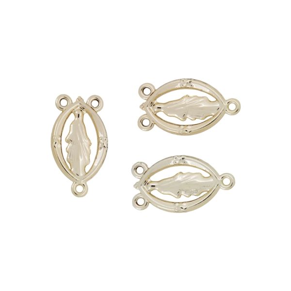 METAL BEADS WITH GLOSS - CONNECTING ELEMENT - 3 RINGS - ELLIPSE 04 LEAF - 24x13x3mm GOLD (LIGHT) - PACKAGE 100g 57pcs. Hole-1.5mm