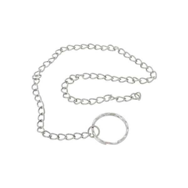 METAL KEYCHAIN FINDINGS - SPLIT KEY RINGS 02 WITH CHAIN - 25x2mm NICKEL COLOR - 5pcs.