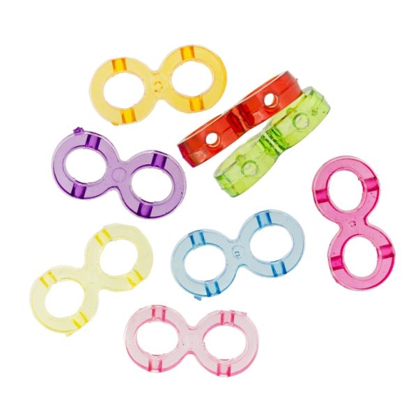 ПРОЗРАЧНИ ПЛАСТМАСОВИ МЪНИСТА - БЕЗКРАЙНОСТ - 9.5х20мм МИКС - ПАКЕТ 500 гр. Отвор-2.0мм (1200 бр.)