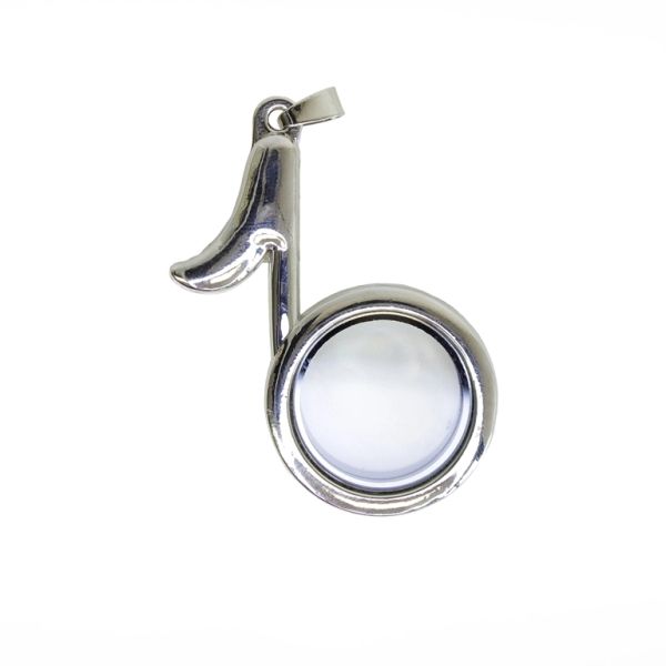 METAL BEADS - MEDALLION WITH MAGNETIC CLOSURE - NOTE 01 - 37x60x6mm NICKEL - 1pc. Hole-2.6mm