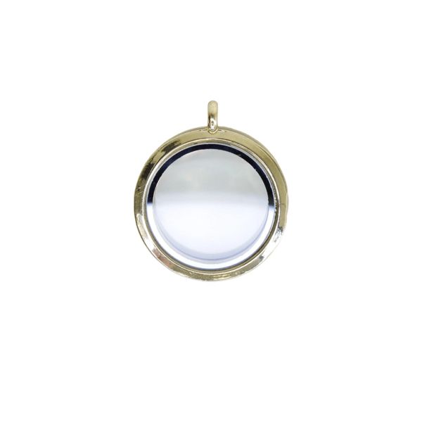 METAL BEADS - MEDALLION WITH MAGNETIC CLOSURE - CIRCLE 01 - 30x36x7mm GOLD - 1pc. Hole-3.6mm