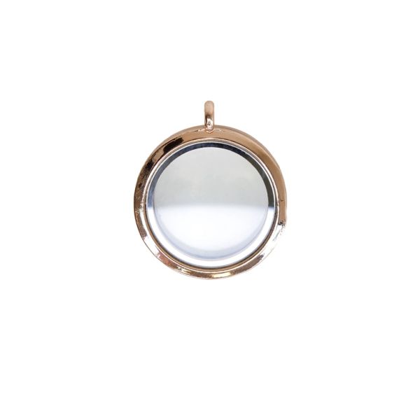 METAL BEADS - MEDALLION WITH MAGNETIC CLOSURE - CIRCLE 01 - 30x36x7mm ROSE GOLD - 1pc. Hole-3.6mm