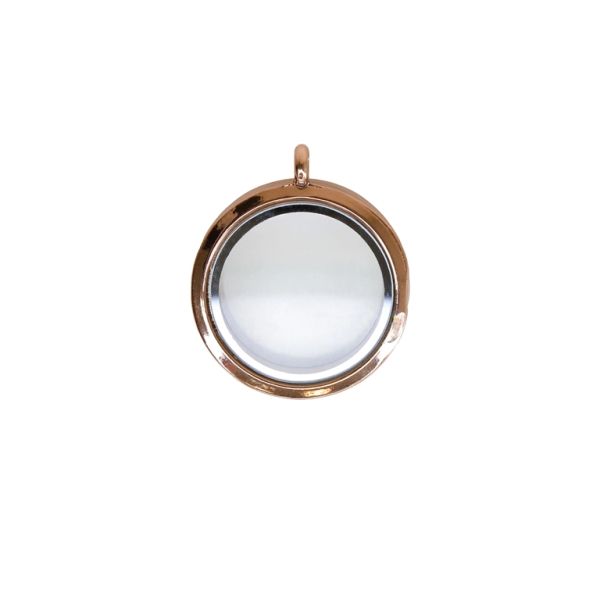 METAL BEADS - MEDALLION WITH MAGNETIC CLOSURE - CIRCLE 01 - 30x36x7mm ROSE GOLD (DARK) - PACKAGE 5pcs. Hole-3.6mm