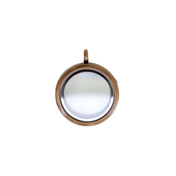 METAL BEADS - MEDALLION WITH MAGNETIC CLOSURE - CIRCLE 01 - 30x36x7mm ANTIQUE BRASS - 1pc. Hole-3.6mm