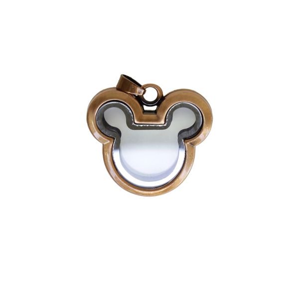 METAL BEADS - MEDALLION WITH MAGNETIC CLOSURE - MICKEY MOUSE 01 - 35x37x7mm ROSE GOLD (DARK) - PACKAGE 5pcs. Hole-3.6mm