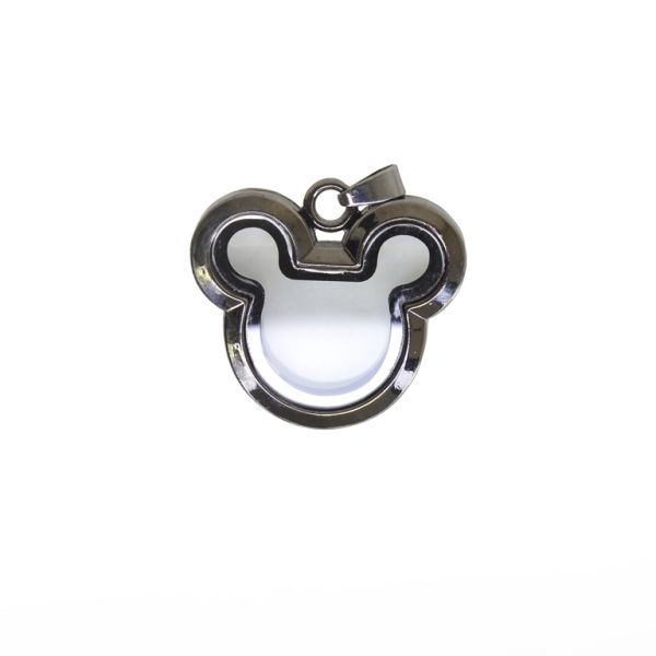 METAL BEADS - MEDALLION WITH MAGNETIC CLOSURE - MICKEY MOUSE 01 - 35x37x7mm OXIDIZED - PACKAGE 5pcs. Hole-3.6mm