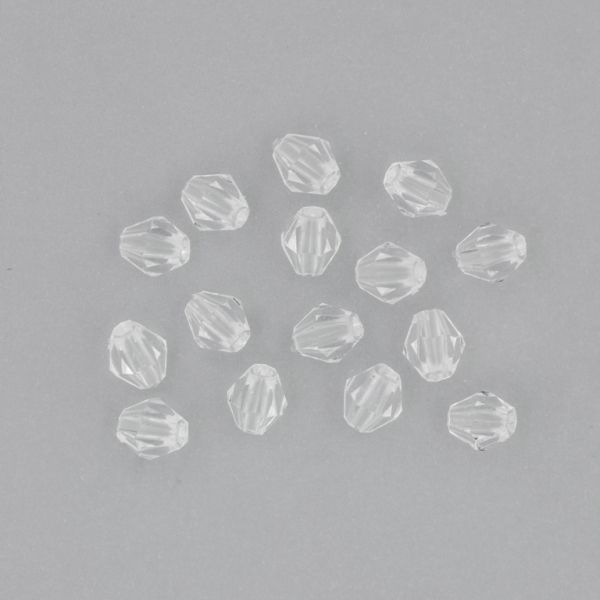 ПРОЗРАЧНИ ПЛАСТМАСОВИ МЪНИСТА - БИКОНУС 01 - 6х5мм БЯЛО V01 - 50 гр. Отвор-1.5мм (600 бр.)