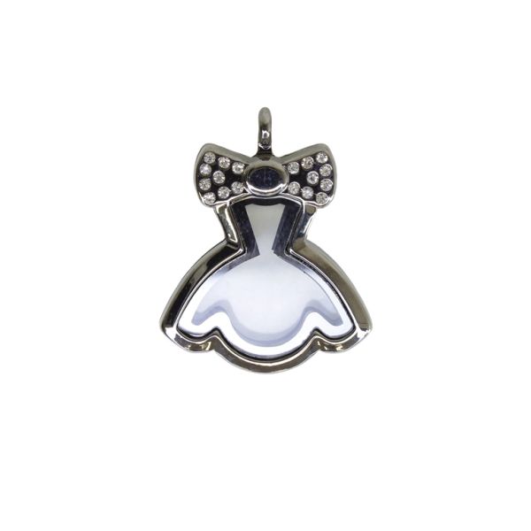 METAL BEADS - MEDALLION WITH MAGNETIC CLOSURE AND CRYSTALS - DRESS 01 - 33x42x7mm OXIDIZED (LIGHT) AND WHITE - PACKAGE 5pcs. Hole-3.6mm