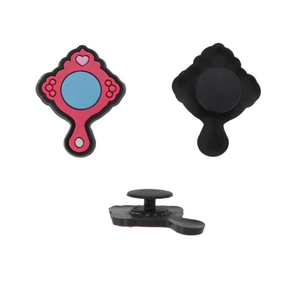 ПЛАСТМАСОВИ МЪНИСТА - ГУМЕНИ 3D - КОПЧЕ - ОГЛЕДАЛО 01 - 24х30х3мм ЧЕРНО-РОЗОВО Т.-СИНЬО - 2 бр.