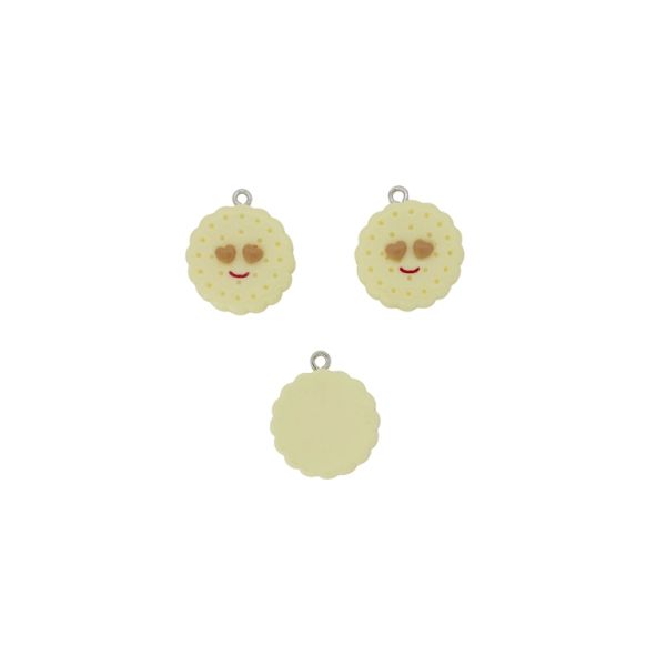 ПЛАСТМАСОВИ МЪНИСТА - РЕЗИН 3D - ВИСУЛКА - БИСКВИТА СЛЕПЕНА 02 - 19х23х7мм ЕКРЮ-КАФЯВО СВ.-ЧЕРВЕНО - 2 бр. Отвор-1.8мм