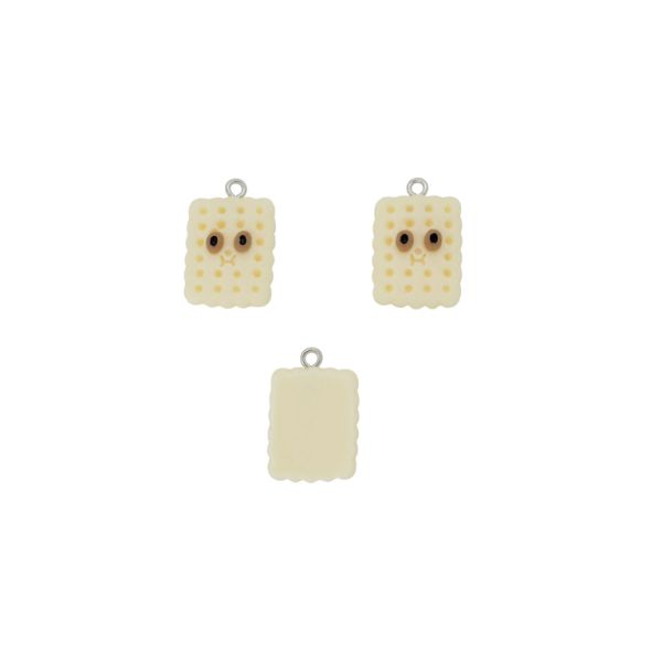 ПЛАСТМАСОВИ МЪНИСТА - РЕЗИН 3D - ВИСУЛКА - БИСКВИТА СЛЕПЕНА 04 - 16х24х8мм ЕКРЮ-КАФЯВО СВ. - 2 бр. Отвор-1.8мм