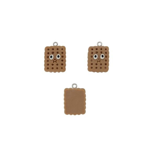 ПЛАСТМАСОВИ МЪНИСТА - РЕЗИН 3D - ВИСУЛКА - БИСКВИТА СЛЕПЕНА 04 - 16х24х8мм КАФЯВО СВ.-БЯЛО - ПАКЕТ 20 бр. Отвор-1.8мм