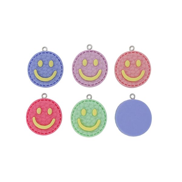 ПЛАСТМАСОВИ МЪНИСТА - РЕЗИН 3D - ВИСУЛКА - БИСКВИТА УСМИВКА 01 МИКС - 23х28х6мм МИКС - 2 бр. Отвор-1.8мм