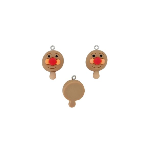 ПЛАСТМАСОВИ МЪНИСТА - РЕЗИН 3D - ВИСУЛКА - КЛОУН 02 - 17х27х12мм КАФЯВО СВ.-ЧЕРВЕНО-ПРАСКОВЕНО - 2 бр. Отвор-1.8мм