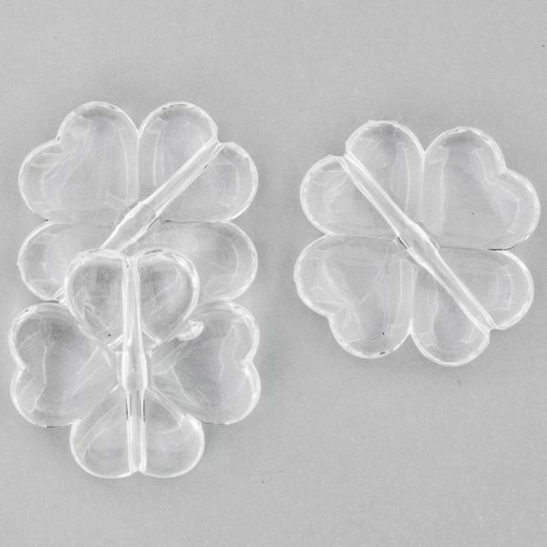 TRANSPARENT PLASTIC BEADS - CLOVER 02 - 26.5x5mm WHITE V01 - 50g Hole-2.0mm (20pcs.)