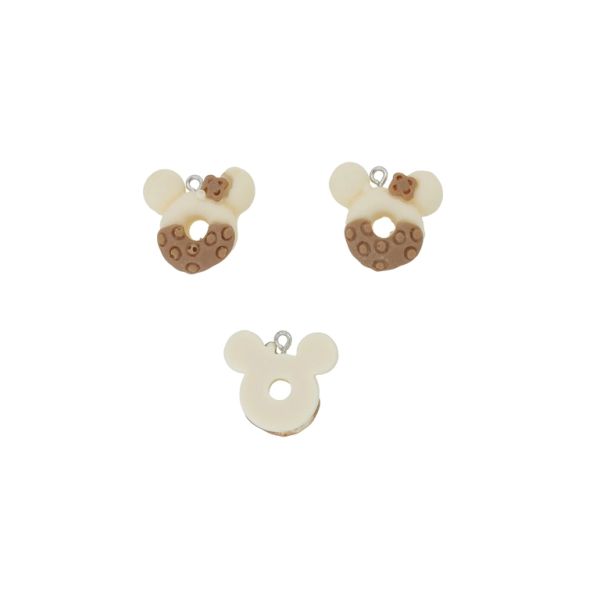 PLASTIC BEADS - RESIN 3D - PENDANT - DONUT 10 MINI - 22x22x8mm ECRU-BROWN - 2pcs. Hole-1.8mm
