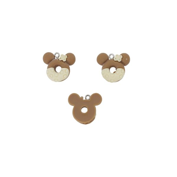 PLASTIC BEADS - RESIN 3D - PENDANT - DONUT 10 MINI - 22x22x8mm BROWN-ECRU - PACKAGE 20pcs. Hole-1.8mm