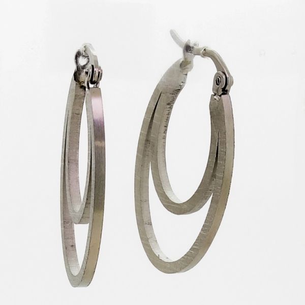 JEWELRY - EARRINGS - AMERICAN LEVERBACK - STAINLESS STEEL - OVAL Е710 - 1.9x3.0cm NICKEL - 1 pair