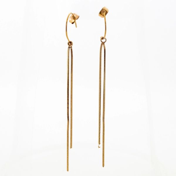 JEWELRY - EARRINGS - SCREW - STAINLESS STEEL - Е654 - 0.2x7.6cm ROSE GOLD - PACKAGE 6 pairs