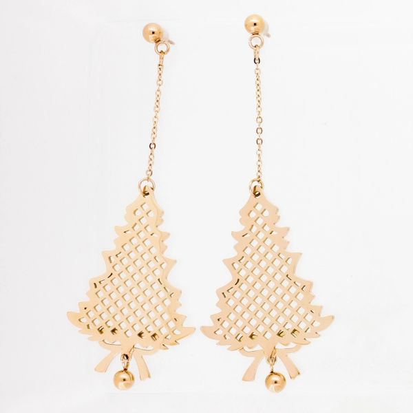 БИЖУТЕРИЯ - ОБЕЦИ - ВИНТ - СТОМАНА - ЕЛХА С ПАНДЕЛКА Е731 - 2.6х7.2см ЗЛАТИСТО РОЗОВО - 1 чифт